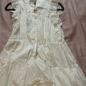 Anthropologie White Ruffle Tiered Midi Dress